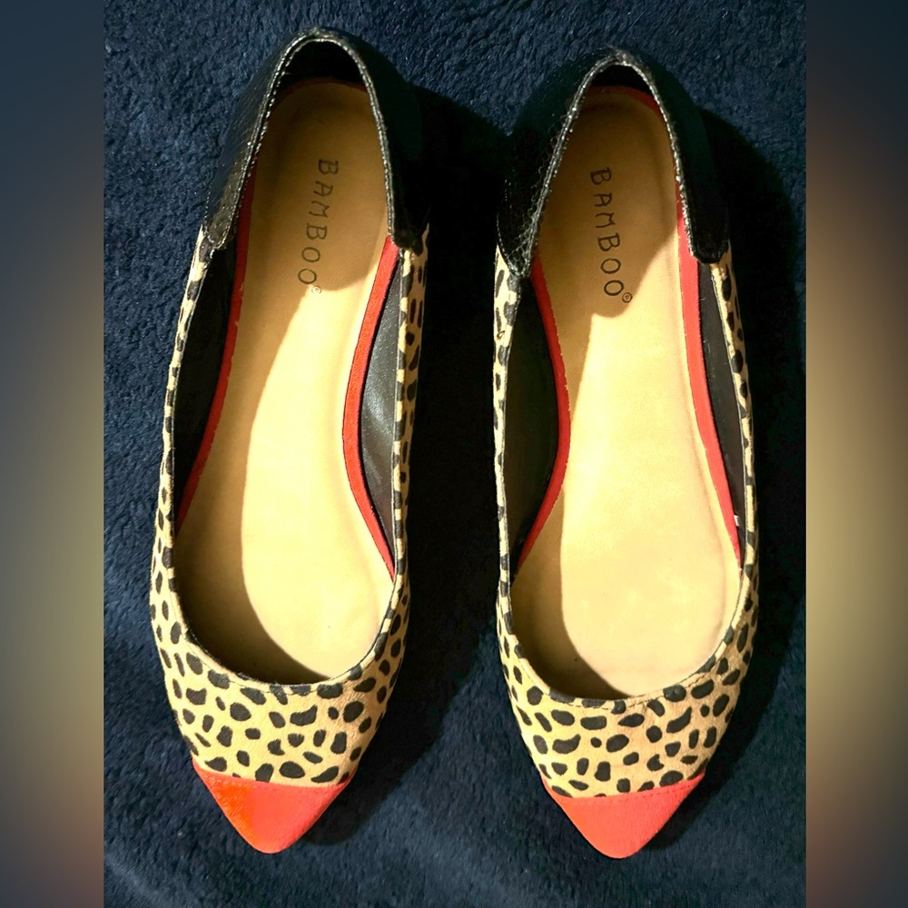Women’s Leopard Red Toe Flats